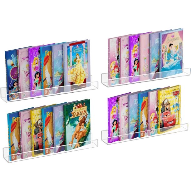 Kids Acrylic Floating Bookshelf , Clear Bathroom Wall Floating Shelves