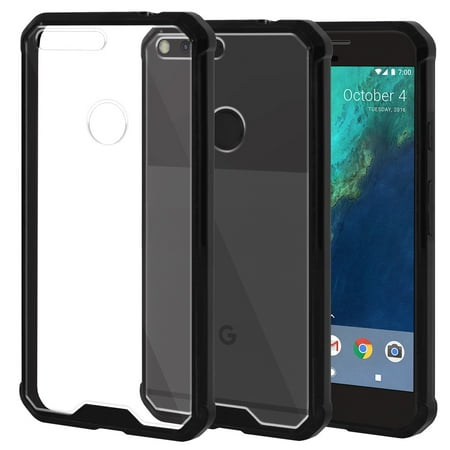 5 Inch Clear Mule SlimGrip Shockproof Hybrid Protective Clear Case with Black TPU Trim Bumper for Google Pixel 5 Inch Phone - Clear/ Black ()