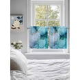 thumbnail image 4 of Teal Blue Marble Half Window Curtain 36 Inches Long, Modern Abstract Art Marble Crack Window Treatment Curtain Drapes, Small Tier Curtains for Bathroom Over Sink, 27.5"x36", 2 Panels, 4 of 7