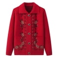 thumbnail image 3 of Ropa de señora mayor, ropa de invierno con solapa, ropa de señora mayor, suéter de abuela, abrigo de mamá, cárdigan de punto de primavera y otoño para suegra, 3 of 4