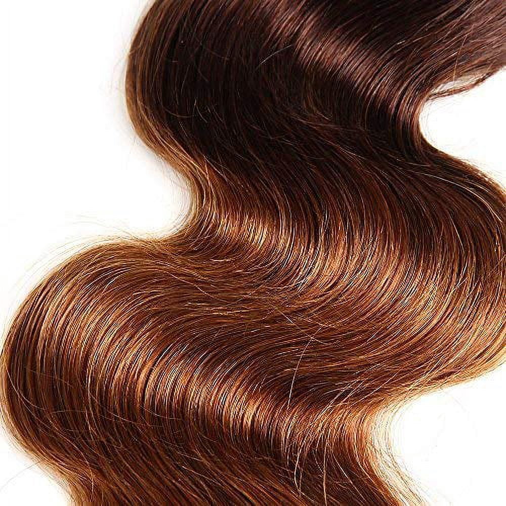 Two Tone Ombre Brazilian Body Wave Hair Brazilian Remy Virgin Human Hair Weave Bundles 100% Unprocessed Body Wave Human Hair Extensions T4/30 Medium Brown/Medium Auburn 20"