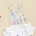 thumbnail image 5 of Bagilaanoe 3pcs Newborn Easter Outfits Baby Girl Pants Set Long Sleeve Romper Tops + Floral Flare Trousers + Hat 3M 6M 12M 18M Infant Casual Clothes, 5 of 8