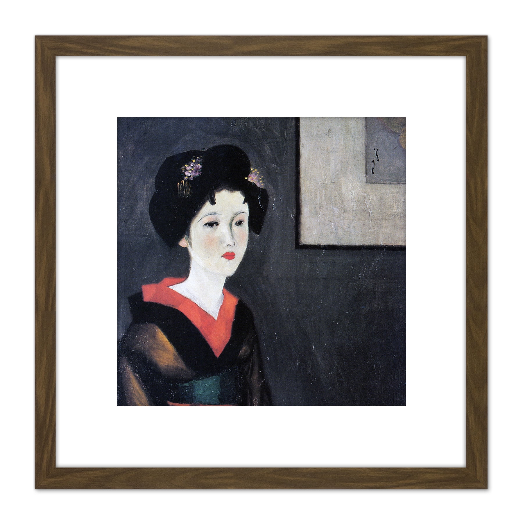 Takehisa Kihachijo Japanese Painting 8X8 Inch Square Wooden