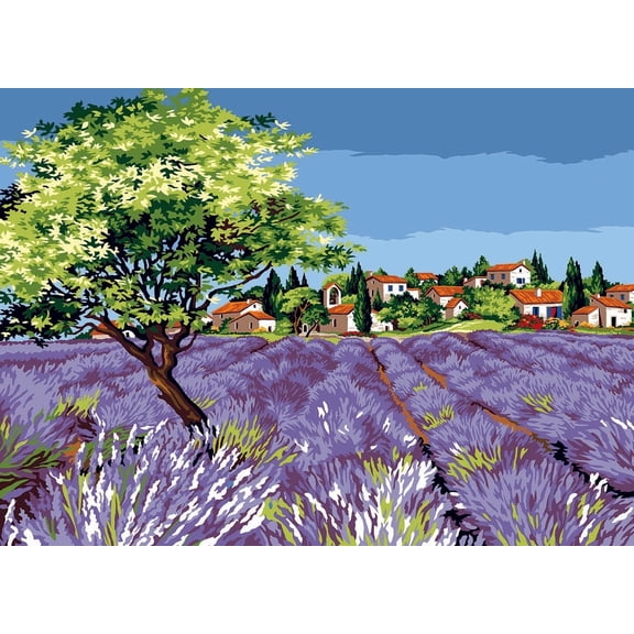 Needlepoint canvas for halfstitch without yarn The Village Olive Tree SE929.631 Seg De Paris Printed Tapestry Canvas