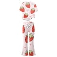 thumbnail image 4 of Faraee Girls 2 Piece Clothes Cute Floral Print Twist Front Short Sleeve Top and Bell Bottom Pants Set Kids Casual Summer Outfits 7-12 Years Light Pink, 4 of 7