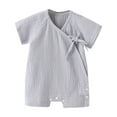 thumbnail image 2 of BRGZLK Baby Summer New Onesie Newborn Side Snap Kimono Bodysuit Short Sleeve Thin Jumpsuit Bag Fart Clothes Gray 3-6 Months, 2 of 3
