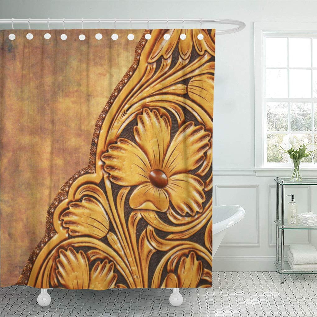 CYNLON Western Caramel Brownish Gold Tooled Southwest Home Bathroom