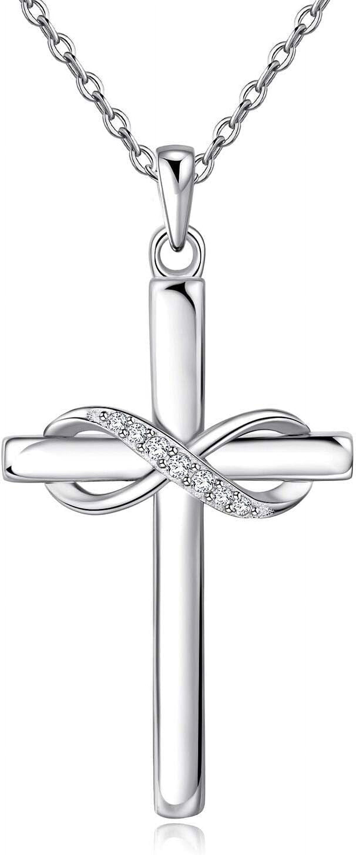 925 Sterling Silver Cross Necklace for Women Infinity Necklace 14K Rose Gold Plated Necklaces for Easter or Mother's Day