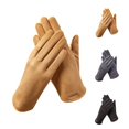 thumbnail image 3 of Xfvqtps Womens Touchscreen Gloves Suede Fashion Label Thickened Simplicity Hand Warmers Comfortable Soft Elegant Thermal Snow Winter Mittens Black, 3 of 4