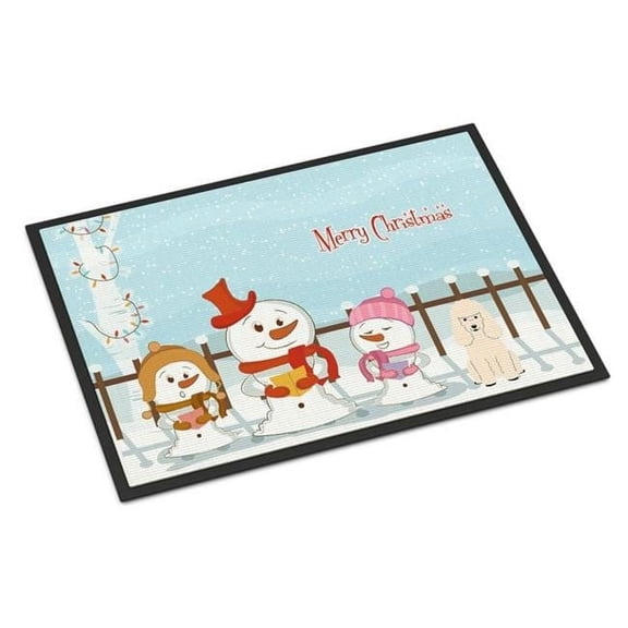 Merry Christmas Carolers Poodle White Door Mat