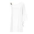 thumbnail image 5 of Boho Dress for Women One Shoulder Half Bat Sleeve Solid Loose Metal Strap Swing Maxi Dress White XL, 5 of 6