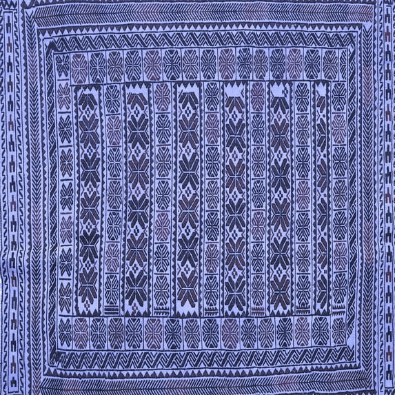 Ahgly Company Machine Washable Indoor Square Persian Blue Traditional Area Rugs, 7' Square