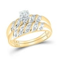thumbnail image 3 of 10K Yellow Gold His Hers Round Diamond Solitaire Matching Wedding Set 1/20 Cttw, Womens Size: 5-10, Mens Size: 7-13, 3 of 4