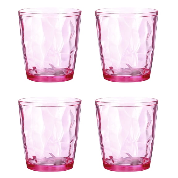 Uxcell 10oz Acrylic Drinking Glasses, 4Pack Plastic Reusable Tumblers Drinkware for Home Outdoors, Pink