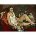 thumbnail image 2 of Anton Faistauer 14x12 Gold Ornate Wood Frame and Double Matted Museum Art Print Titled - Young Woman on a Red Sofa (1913), 2 of 4