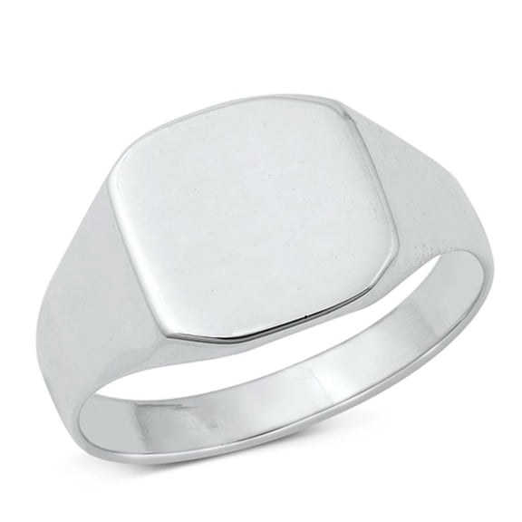 Signet High Polished Ring .925 Sterling Silver Band Jewelry Female Male Unisex Size 12