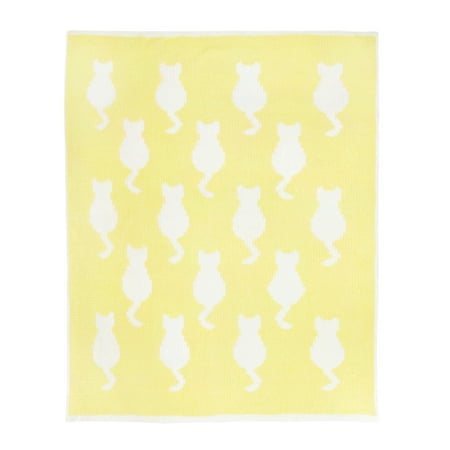 UPC: 0812091035010 | Tadpoles Ultra Soft Chenille Knit Cat Baby Blanket Yellow/White