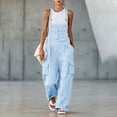 thumbnail image 2 of QSAWXQZ Womens Wide Leg Cargo Overalls Adjustable Straps Sleeveless Pockets Bib Jumpsuit Casual Pants L, 2 of 6