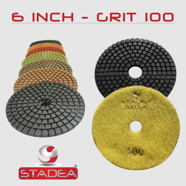 STADEA Grit 100 6" Diamond Polishing Pads Premium Grade Wet Flexible 2.2 MM High