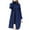 Blue, variant on IROINNID Women's Autumn Warm Mid-Long Coat Peter Pan Collar Solid Color Trench coat Long Sleeve Outwear, Black