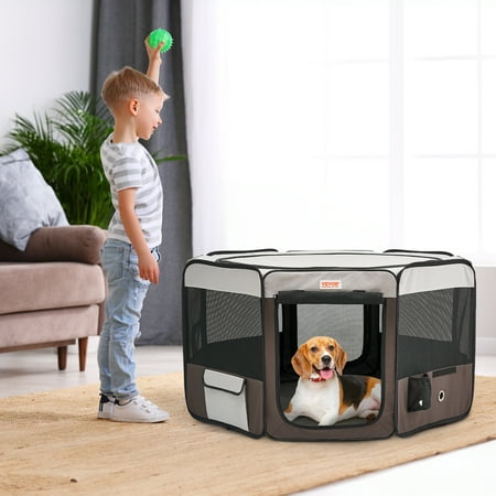 SKYSHALO Foldable Pet Playpen 46 inch Portable Dog Playpen Crate Kennel for Cat