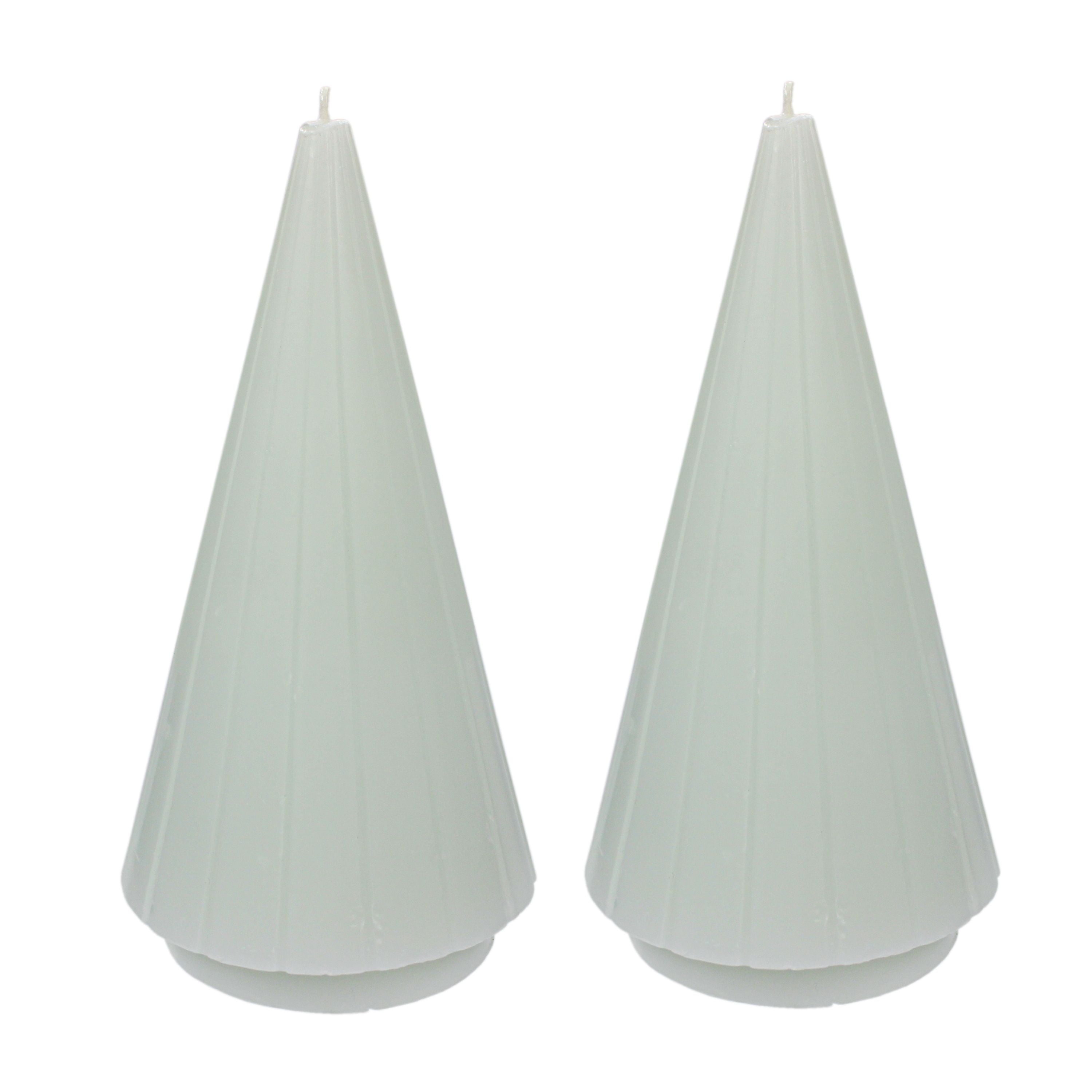 2-Pack Holiday Time Figural Everyday Modern Tree Candle, Cone-Shaped, Almost Aqua Color, Unscented