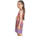 thumbnail image 2 of Alvivi Girls Kids Bohemian Dresses Floral Sleeveless Rainbow Beach Sundress with Necklace Purple 8-10, 2 of 7