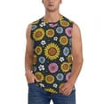 thumbnail image 2 of Lsque Colorful Sunflowers Print Men's Cotton Blend Sleeveless Muscle Shirts (S-3XL)- Moisture Wicking, Odor Protection, UPF 30+,XX-Large, 2 of 8