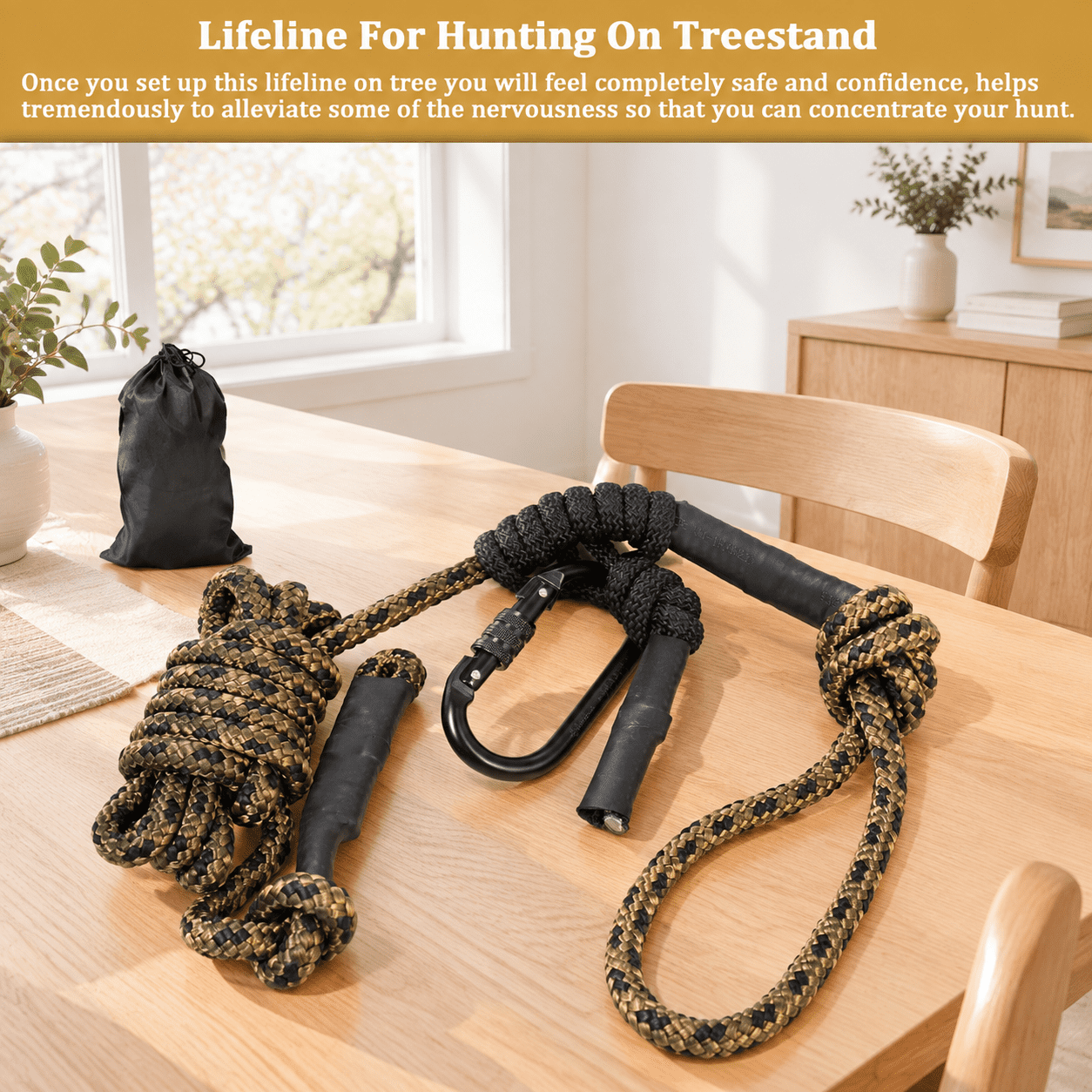 Brownish /Black 10 Foot Treestand Safety Lineman Rope for Tree Stands