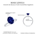 thumbnail image 5 of Rosec Jewels Oval Shape Lab Grown Blue Sapphire Solitaire Ring with Surprise Diamond (8X10 mm), 925 Sterling Silver, US 12.00, 5 of 9