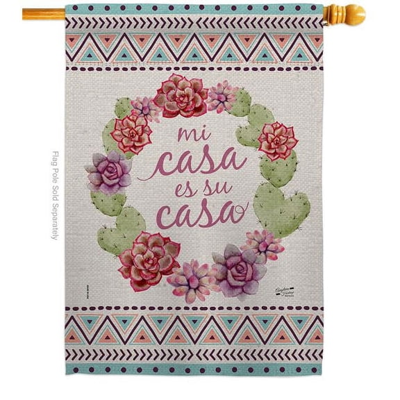 Angeleno Heritage  Mi Casa es su Country Living Southwest 28 x 40 in. Double-Sided Decorative Vertical House Flags for Decoration Banner Garden Yard Gift