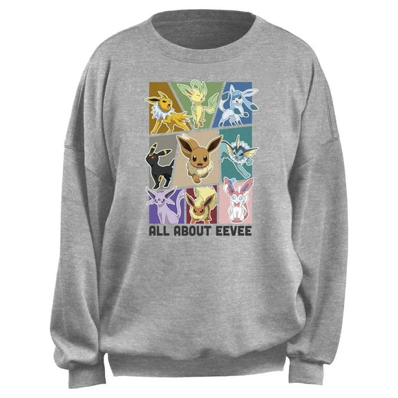 Junior's Pokemon All About Eevee Sweatshirt Heather Gray Medium