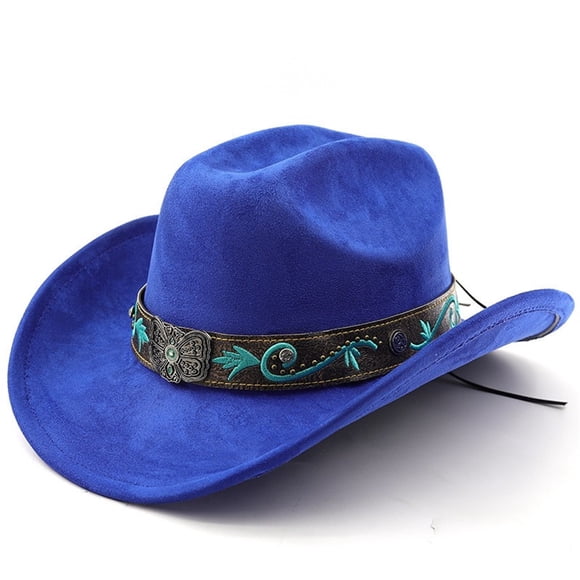 Haut-de-Forme en Denim Western Classique pour Usage Quotidien - Style Cowboy Intemporel avec Bord Courbé et Design Jazz Anglais