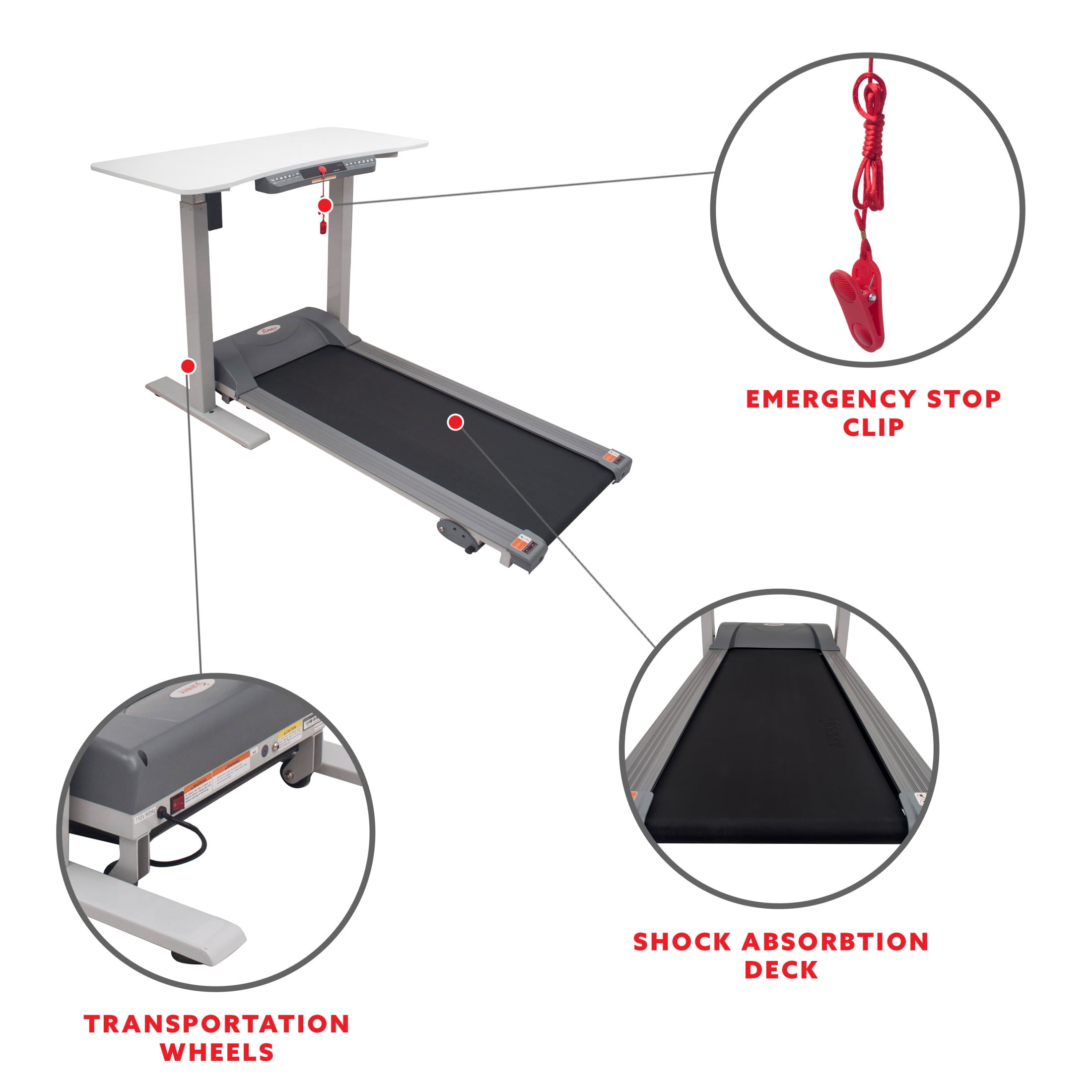 Sunny Health & Fitness Height Adjustable Workstation Treadmill - SF-TD7884