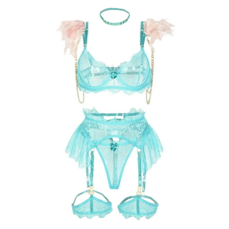 

Gubotare Lingerie Set For Women Lingerie for Women Lace Teddy Lingerie Snap Crotch Bodysuit PK2 M