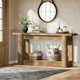 thumbnail image 4 of Finmind 63-inch Farmhouse Console Table, Narrow Long Sofa Console Behind the Couch, 2-Tier Entryway Table for Hallway, Entry, Living Room, Light Brown, 4 of 8