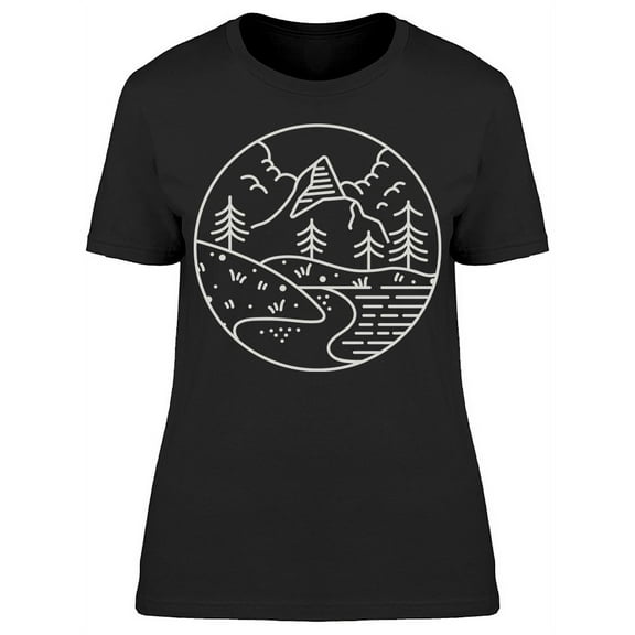Mountain Lake Sketch T-Shirt Women -Image by Shutterstock, Female Large