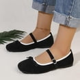thumbnail image 6 of Miqool Womens Mary Jane Flats Bowknot Flat Shoes Flock Round Toe Soft Sole Slip On Loafers Indoor Outdoor Comfortable Shoes, 6 of 9