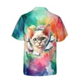 thumbnail image 2 of Funny Watercolor Adorable Devon Rex Peeking Through Torn Paper Effect Hawaiian Shirt Breathable Summer Unisex Merch Cat Lover Kitten Owner Gifts - 00026, 2 of 6