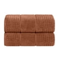 thumbnail image 3 of Superior Zero Twist 2-Piece Cotton Bath Sheet Set, Waffle Border Ultra Doft Quick Dry Towels, Rust, 3 of 13