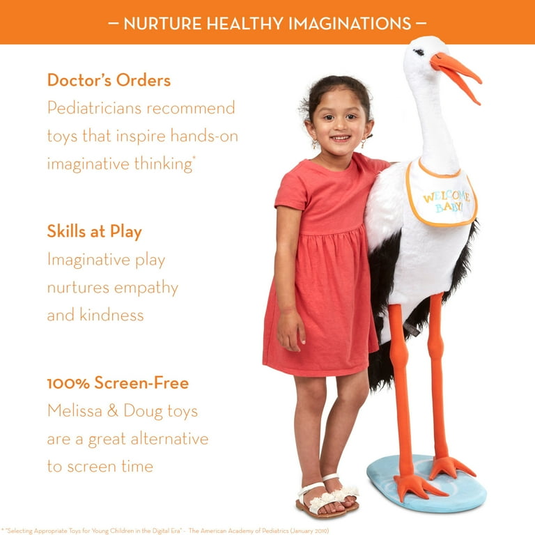Melissa Doug Lifelike Plush Stork Giant Standing Stuffed Animal 3 Feet Tall