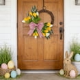thumbnail image 6 of YingYouFu Spring Artificial Tulip Bow Wreath, Home Decoration Door Hanger Ornament, Faux Flower Rattan Wreath for Wall Hanging Front Door Garden Entryway Yellow, 6 of 6