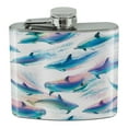 thumbnail image 1 of Dolphin Swimming Pod Pattern Stainless Steel 5oz Hip Drink Kidney Flask, 1 of 4