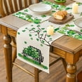thumbnail image 4 of Green Lucky Shamrock Gnome St. Patrick's Day Table Runner, Seasonal Spring Holiday Kitchen Dining Table Decoration for Indoor Outdoor Home Party Decor 13 x 72 Inch, 4 of 5