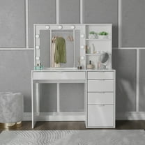 Kappesberg Jess Lighted Vanity Table: Functionality and Style for Your Space, for Adults and Teens - White