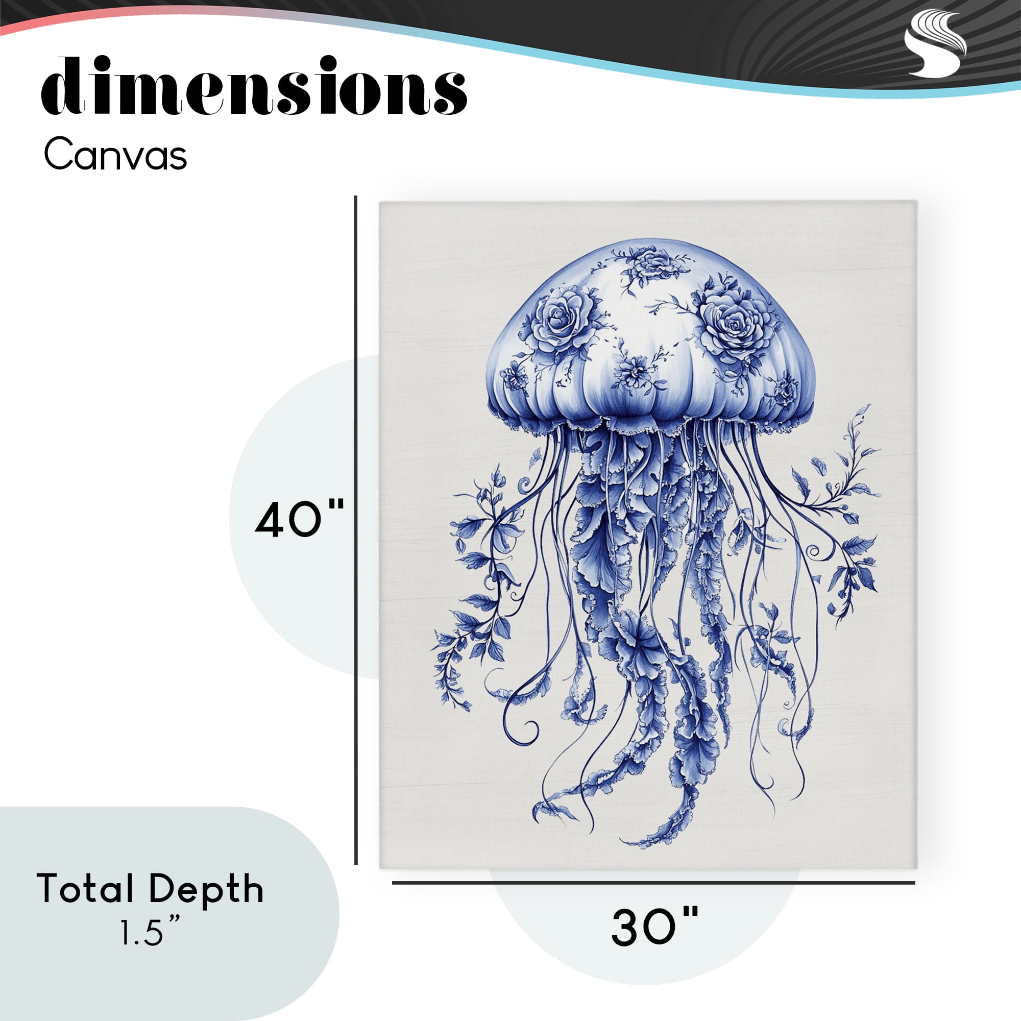 Funky Toile Jellyfish Canvas Wall Art, design by Lettered and Lined