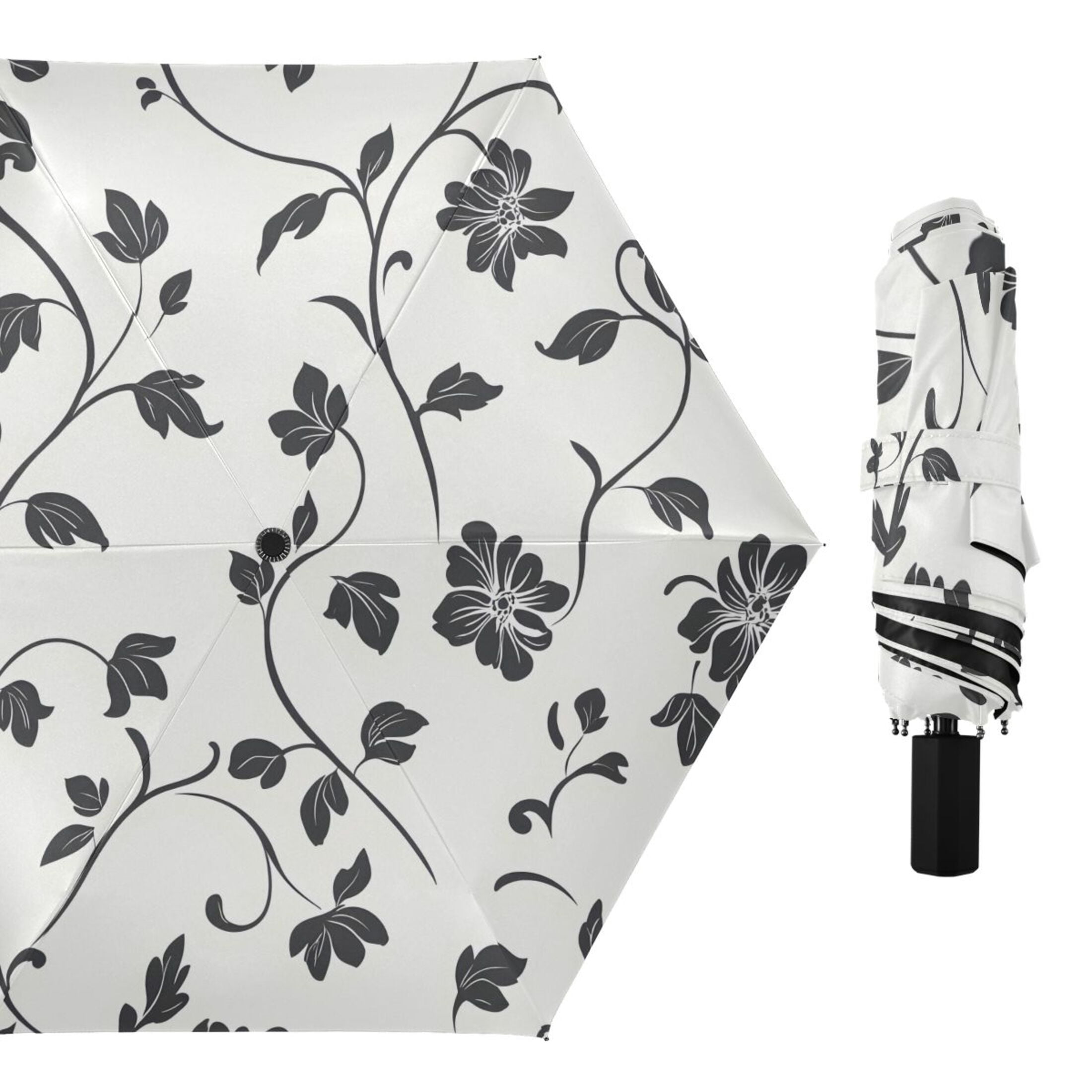 ALAZA Retro Leaves-a1 UPF 50+ Compact Folding Umbrella for Rain Travel Umbrella Packable