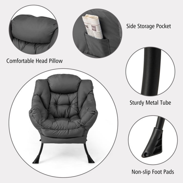Finihen Accent Sofa Chair, Recliner Chair with Ottoman Footrest, Modern Accent Sofa Chair with Folding Footrest and Side Pocket, for Living Room, Bedroom, Gray Finihen Accent Sofa Chair, Recliner Chair with Ottoman Footrest, Modern Accent Sofa Chair with Folding Footrest and Side Pocket, for Living Room, Bedroom, Gray