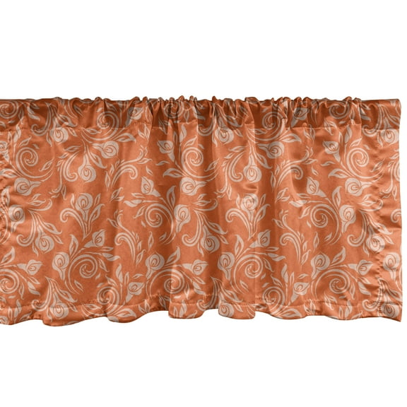 Ambesonne Floral Valance Pack of 2, Roses as Swirly Branches, 54"X18", Pale Tan and Burnt Orange