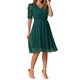 thumbnail image 4 of INSPIRE CHIC Vestido de Mujer Chifón con Estrellas Metálicas, Manga Fruncida, Cuello en V, Corte A, Color Verde, 4 of 6